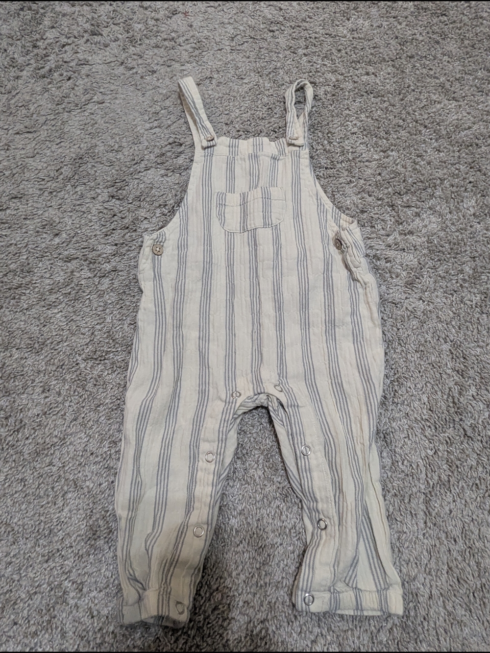 Rylee + Cru Cream Overalls with Blue Stripes